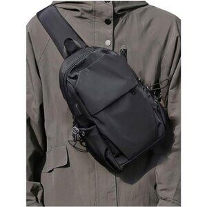 Small Black Sling Crossbody Backpack Shoulder Bag for Men Women, Lightweight